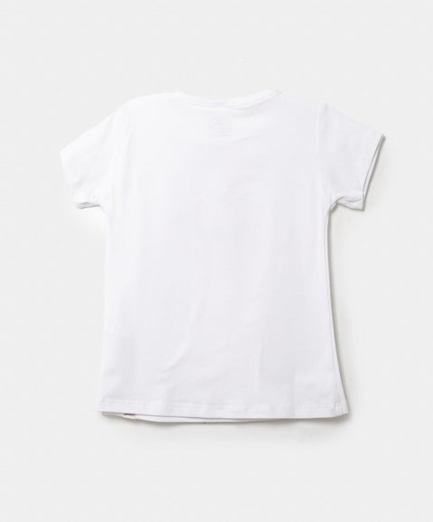 Camiseta Manga Corta Para Bebe Niña En Licra Color Blanco