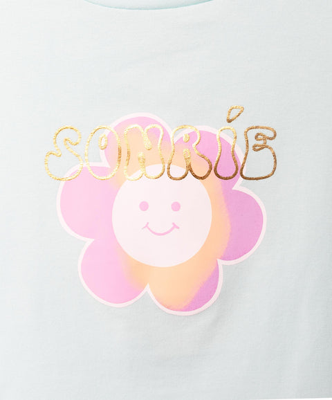Camiseta Manga Corta Para Bebe Niña En Licra Color Turquesa