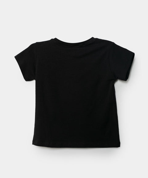 Camiseta Manga Corta Para Bebe Niña En Licra Color Negro