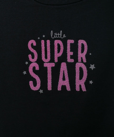 Camiseta Manga Corta Para Bebe Niña En Licra Color Negro