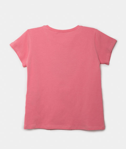 Camiseta Manga Corta Para Bebe Niña En Licra Color Salmón