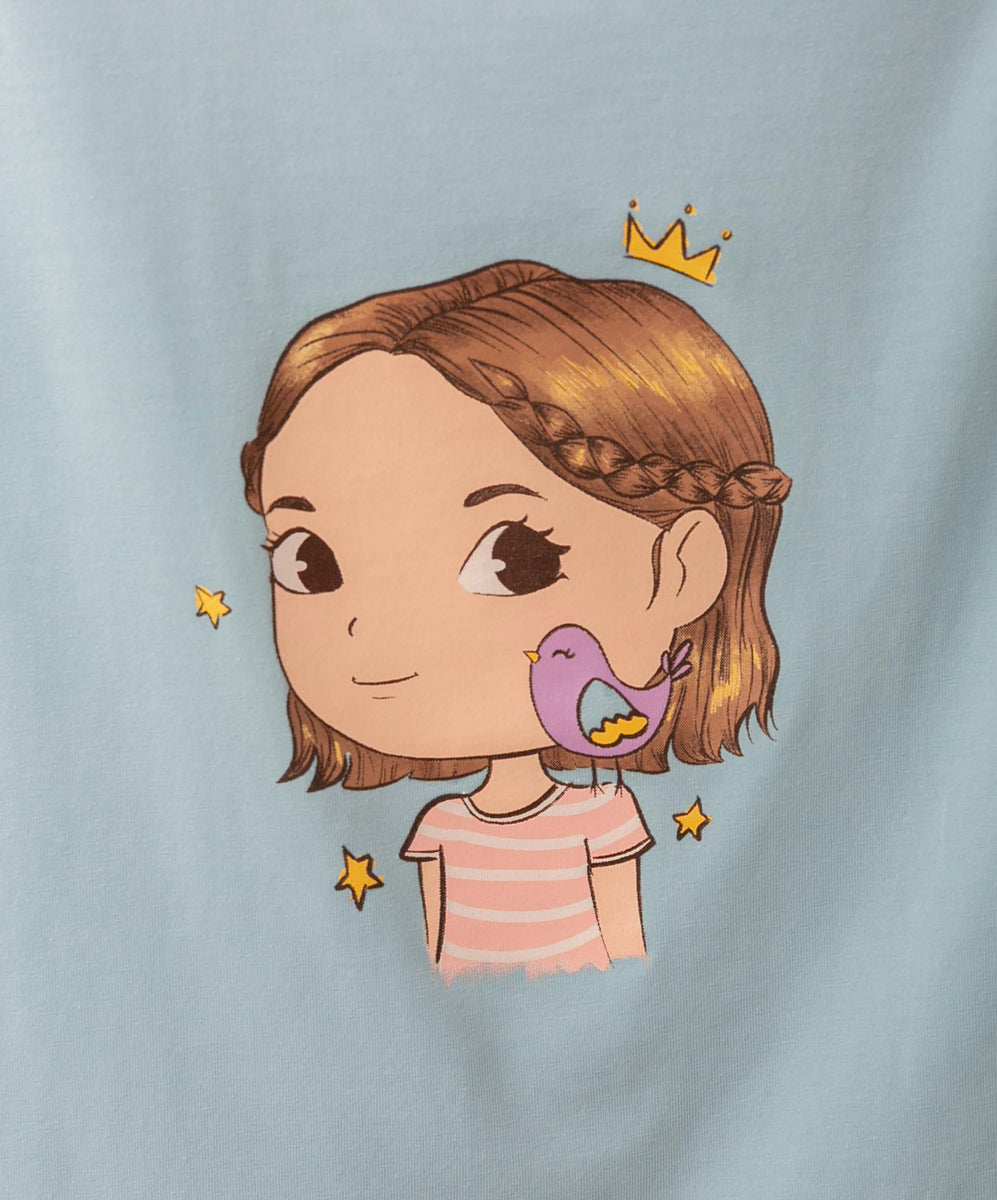 Camiseta Babydoll Lucky Brand Para Niña - Manga Corta, Suave, Estampada, Tallas 7-16, Algodón Y Poliéster