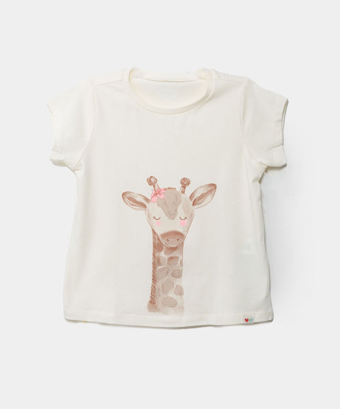 Pijama Manga Corta Para Bebé Niña En Licra Color Marfil