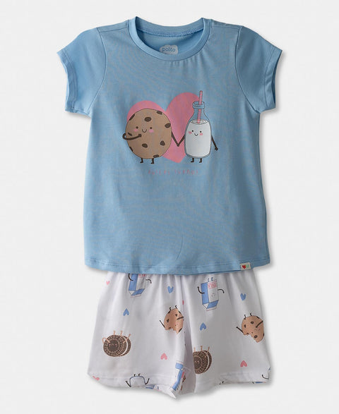 Pijama Manga Corta Para Bebé Niña En Licra Color Azul
