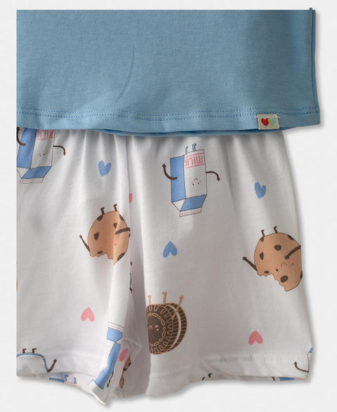 Pijama Manga Corta Para Bebé Niña En Licra Color Azul