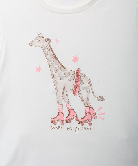 Pijama Manga Corta Para Niña En Licra Color Marfil
