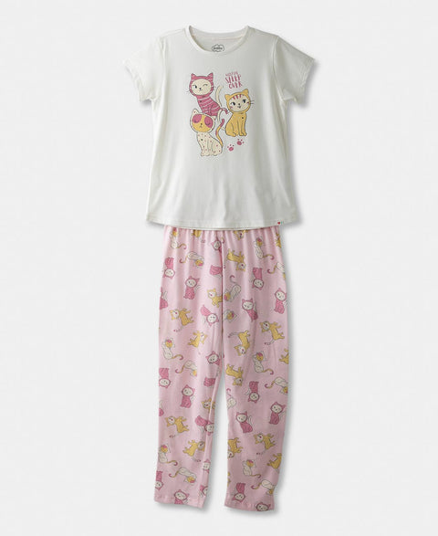 Pijama Manga Corta Para Niña En Licra Color Rosado