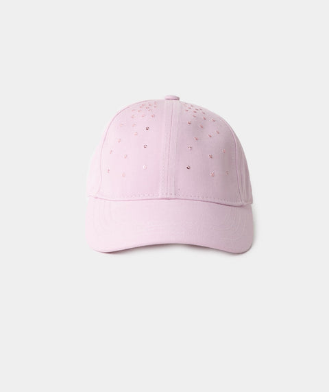 Gorra Para Niña Color Rosado Bordado De Lentejuelas