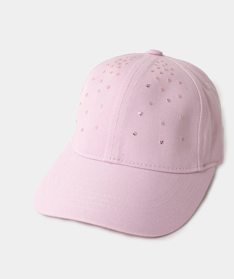Gorra Para Niña Color Rosado Bordado De Lentejuelas
