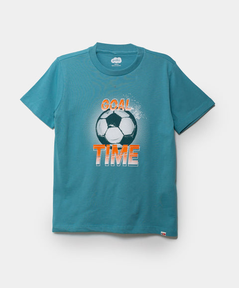 Camiseta Para Niño Con Estampado Deportivo En Tela Suave Color Azul