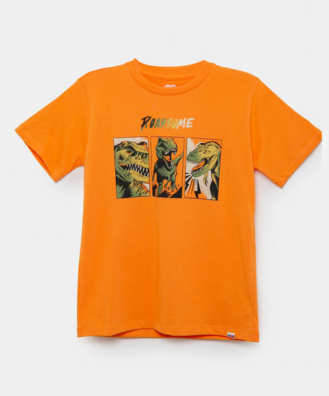 Camiseta Manga Corta Para Niño En Tela Suave Color Naranja