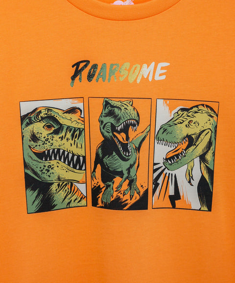 Camiseta Manga Corta Para Niño En Tela Suave Color Naranja