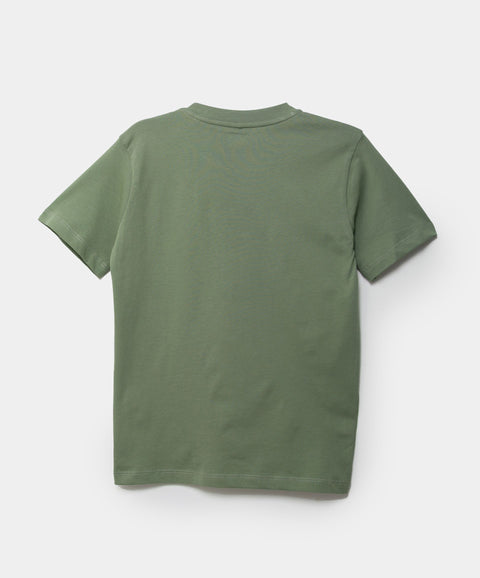Camiseta Manga Corta Para Niño En Tela Suave Color Verde Olivo