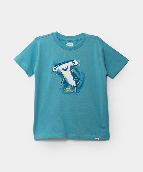 Camiseta Para Bebe Niño Con Estampado De Tiburón En Tela Suave Color Azul