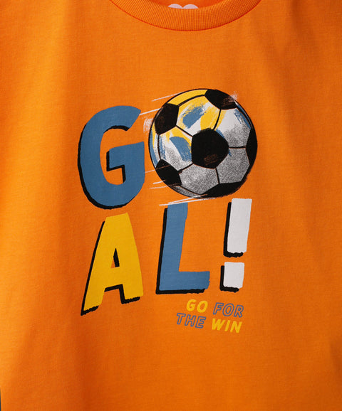 Camiseta Manga Corta Para Bebe Niño En Tela Suave Color Naranja