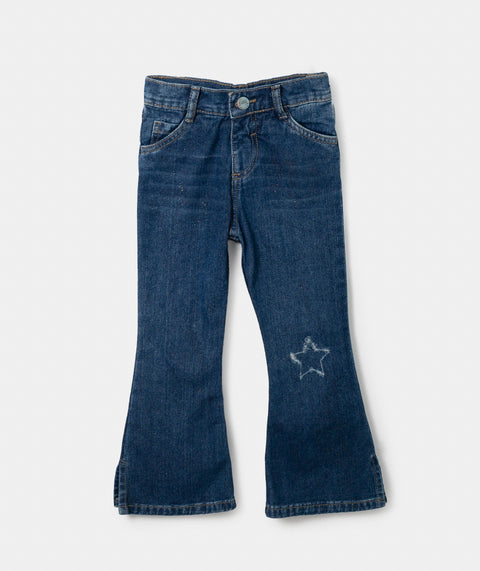 Jean Wide Leg Para Bebe Niña En Denim Color Índigo Palma