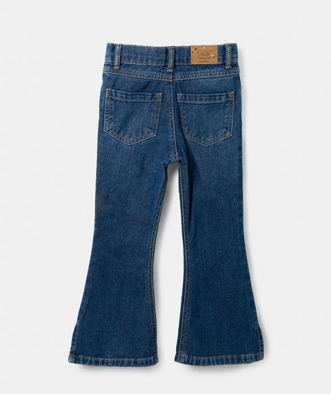 Jean Wide Leg Para Bebe Niña En Denim Color Índigo Palma