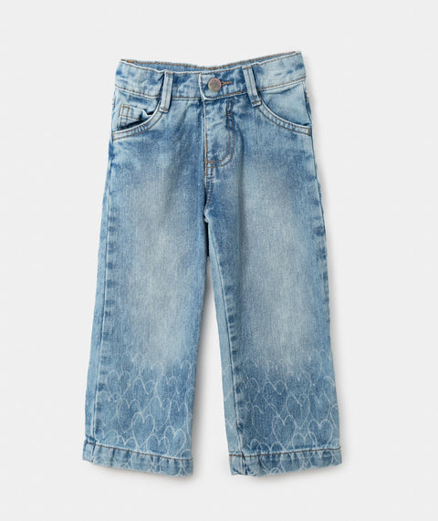 Jean Wide Leg Para Bebe Niña En Denim Color Índigo Palma