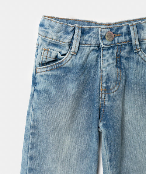 Jean Wide Leg Para Bebe Niña En Denim Color Índigo Palma