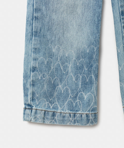 Jean Wide Leg Para Bebe Niña En Denim Color Índigo Palma