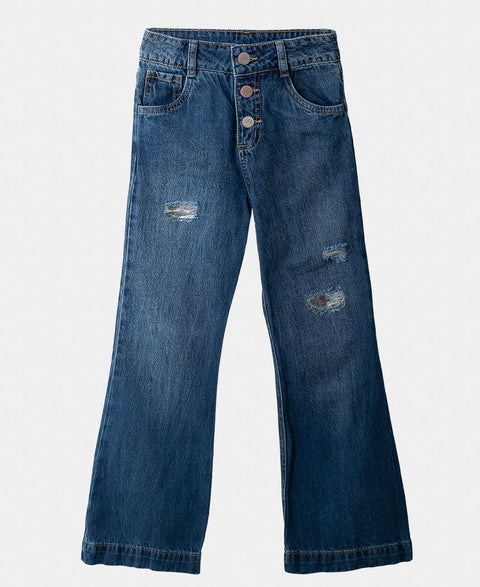 Jean Wide Leg Para Niña En Denim Color Índigo