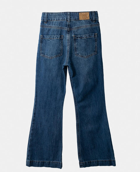 Jean Wide Leg Para Niña En Denim Color Índigo