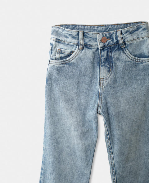 Jean Wide Leg Para Niña En Denim Color Índigo