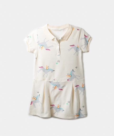Vestido Tipo Polo Para Bebé Niña En Algodón Color Marfil