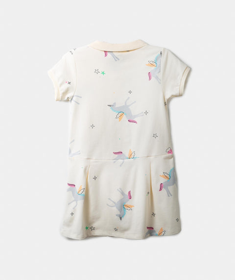 Vestido Tipo Polo Para Bebé Niña En Algodón Color Marfil