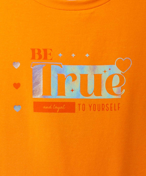 Camiseta Manga Corta Para Niña En Licra Color Naranja