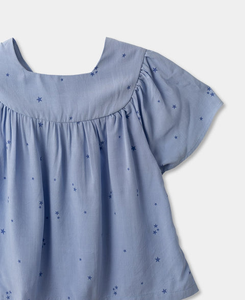 Conjunto Short Y Blusa Para Bebé Niña En Lino Color Hortensia