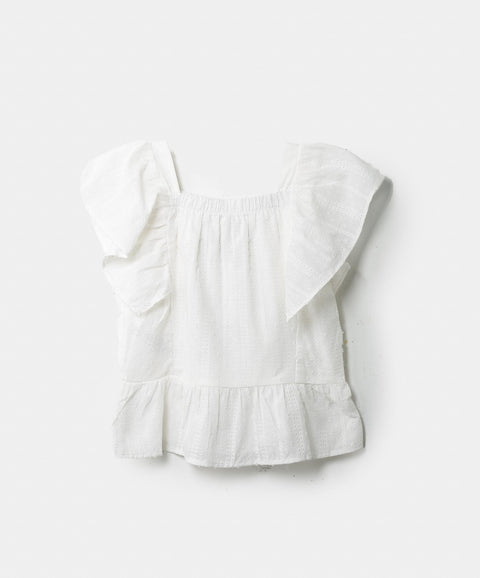 Blusa Para Niña En Ojalillo Color Blanco