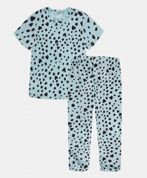 Pijama Estampada Manga Corta Y Pantalón Para Niña Color Aqua