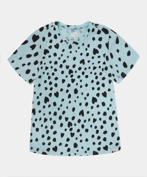 Pijama Estampada Manga Corta Y Pantalón Para Niña Color Aqua