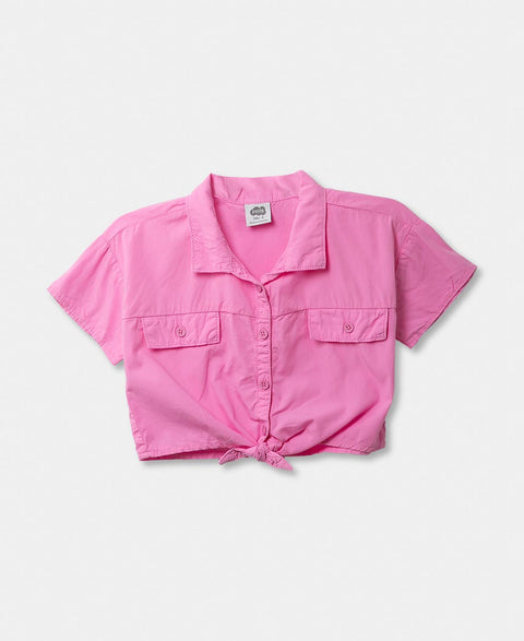 Camisa Manga Corta Para Niña En Popelina Color Rosado