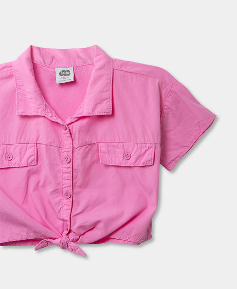 Camisa Manga Corta Para Niña En Popelina Color Rosado