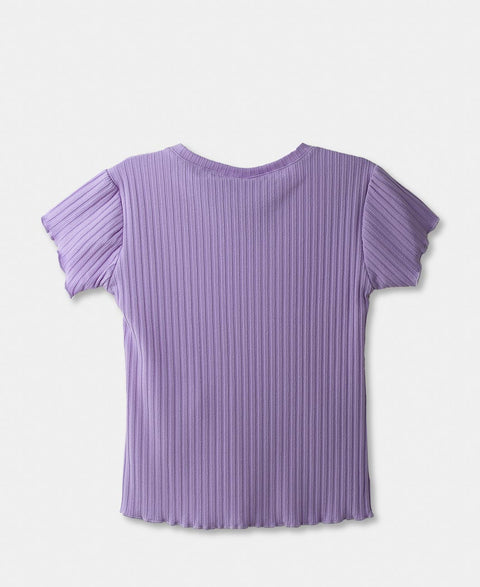 Camiseta Manga Corta Para Bebe Niña En Rib Color Lila