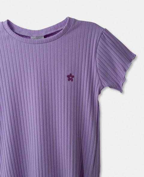 Camiseta Manga Corta Para Bebe Niña En Rib Color Lila