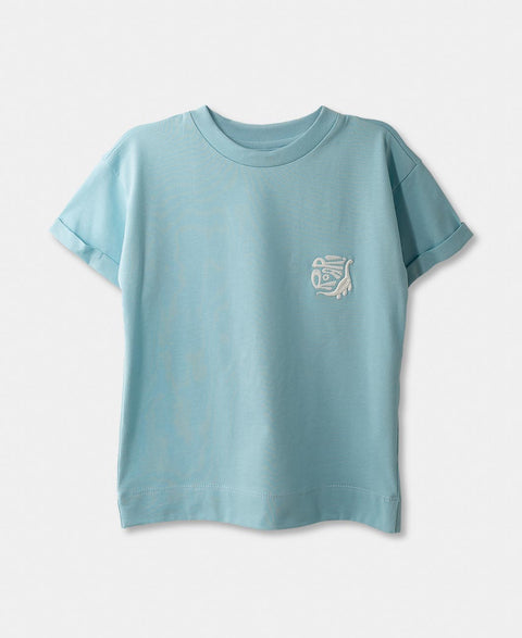Camiseta Manga Corta Para Bebe Niño En Tela Suave Color Azul Claro