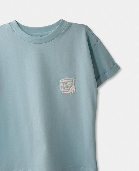 Camiseta Manga Corta Para Bebe Niño En Tela Suave Color Azul Claro