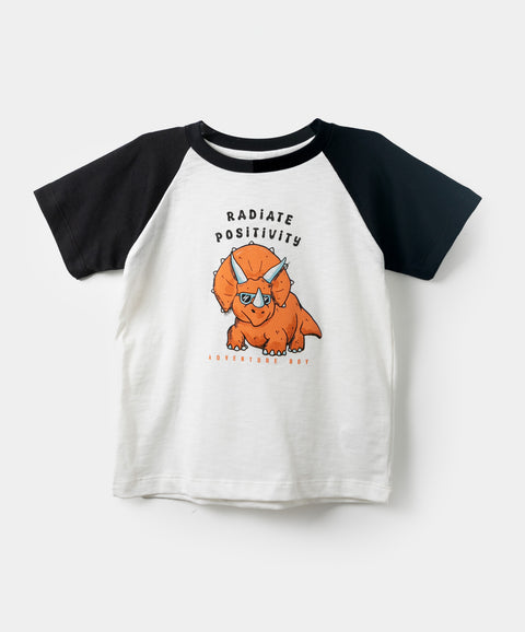 Camiseta Manga Corta Para Bebe Niño En Tela Suave Color Marfil