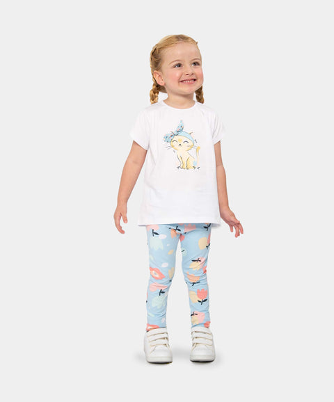 Conjunto Camiseta Y Leggings Para Bebé Niña En Licra Color Blanco