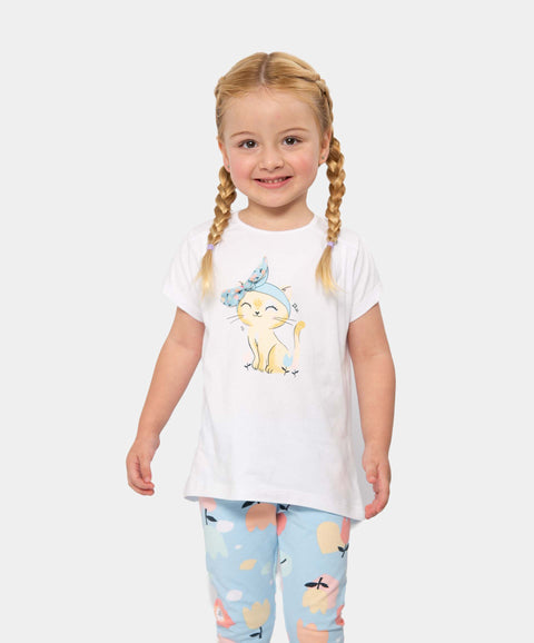 Conjunto Camiseta Y Leggings Para Bebé Niña En Licra Color Blanco