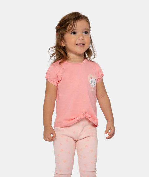 Camiseta Manga Corta Para Bebe Niña En Licra Color Salmón