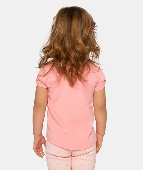 Camiseta Manga Corta Para Bebe Niña En Licra Color Salmón