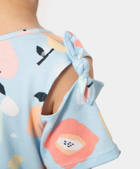 Vestido Estampado Para Niña En Algodón Color Azul Claro