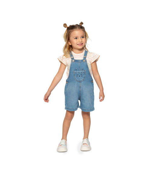 Overol Corto Para Bebé Niña En Denim Color Índigo