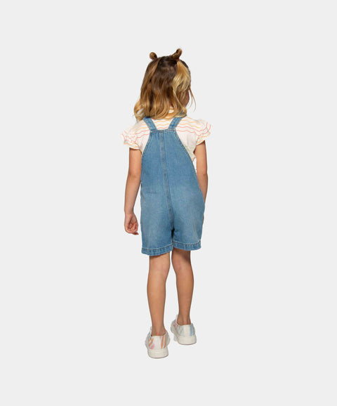 Overol Corto Para Bebé Niña En Denim Color Índigo