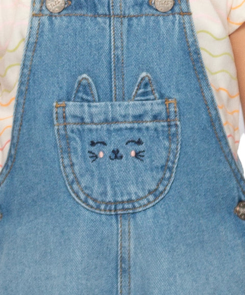 Overol Corto Para Bebé Niña En Denim Color Índigo