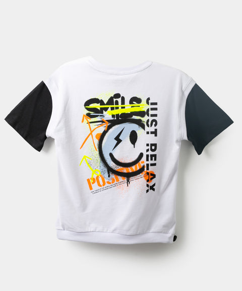 Camiseta Manga Corta Para Niño En Tela Suave Color Blanco